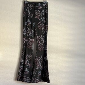 Free People Black Floral Boot Cut Pants